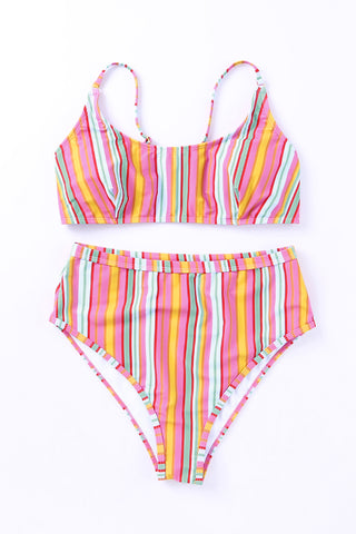 Stripe High Waist Stripe Bikini Set