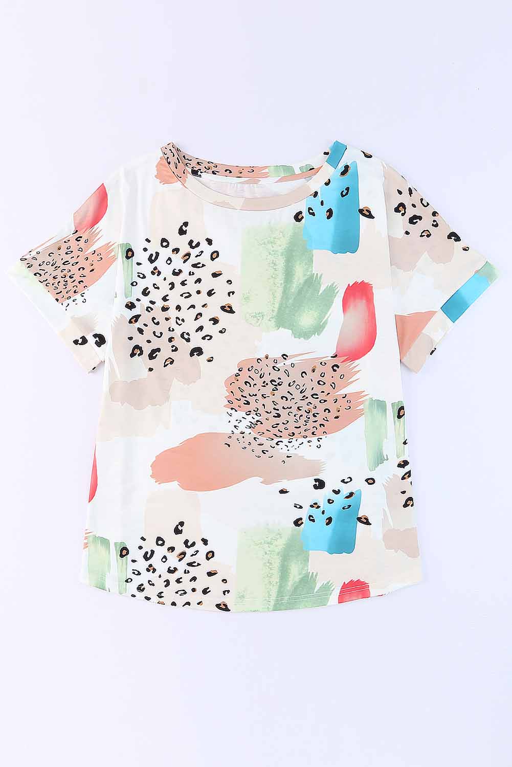 Animal Watercolor Mixed Print Plus Size Top