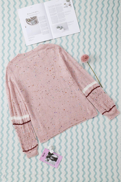 Pilling Detail Patterned Sleeve Sweater