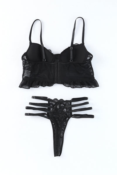 Lace Peplum Bustier and Strappy Pantie Set