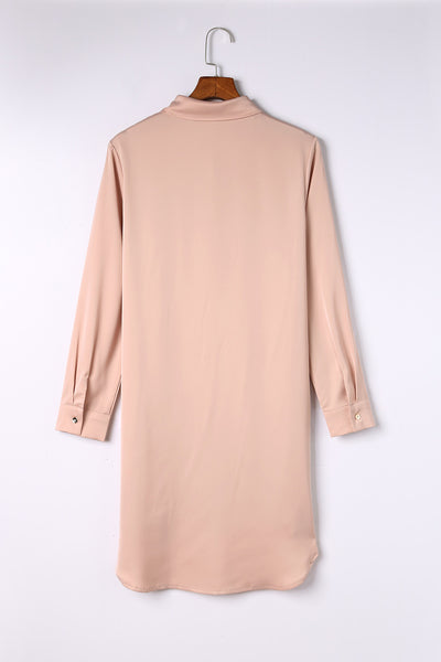 Sequin Splicing Pocket Buttoned Shirt Dress