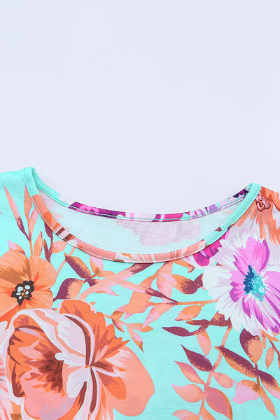 Short Sleeve High Waist Floral T-shirt Dress