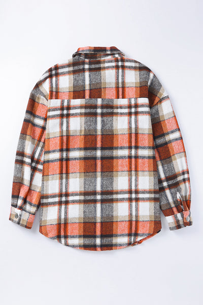 Chest Pockets Flannel Plaid Shacket