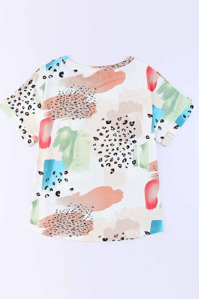 Animal Watercolor Mixed Print Plus Size Top