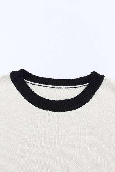 Contrast Neckline Drop Shoulder Sweater