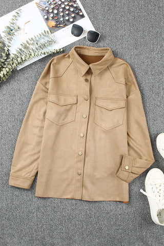 Snap Button Up Suede Jacket