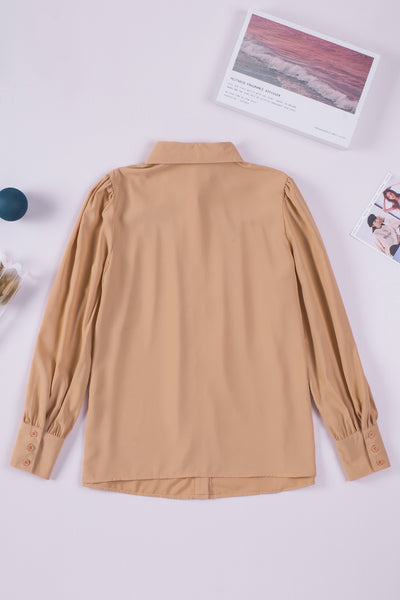 Classically Button Up Puff Sleeve Blouse