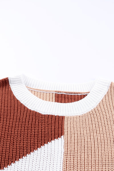 Loose Fit Color Block Knit Sweater
