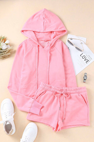 Cropped Hoodie and High Waist Shorts Set