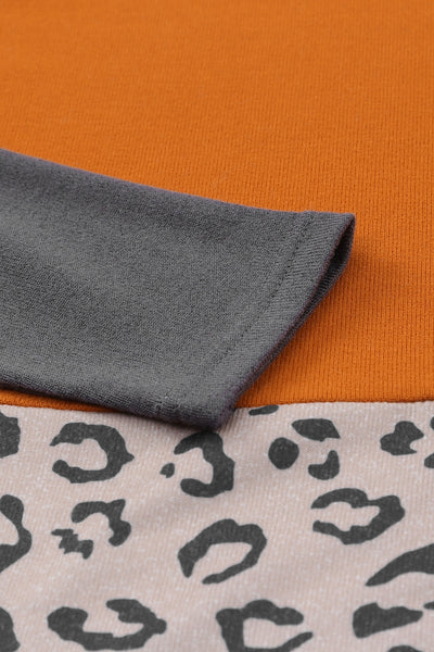 Colorblock Leopard Print Patchwork Knit Cardigan
