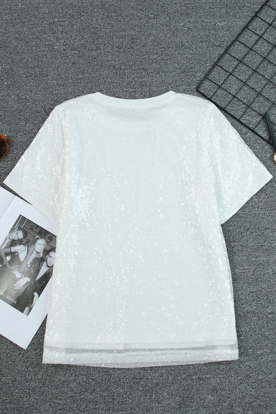 Sequin Casual Short Sleeve T Shirt
